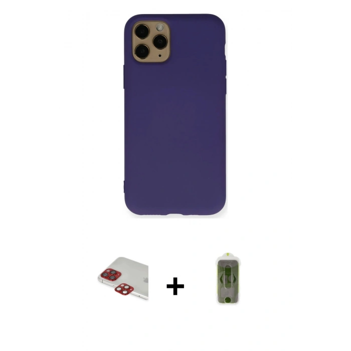 MARSİLYAN™- iPhone 11 Pro Max Kılıf Ahenk Serisi - Siyah Joko Magic 5D Hayalet Cam + Pers Alüminyum Kamera Lens - KI