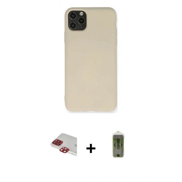 MARSİLYAN™- iPhone 11 Pro Max Kılıf Ahenk Serisi - Siyah Joko Magic 5D Hayalet Cam + Pers Alüminyum Kamera Lens - KI