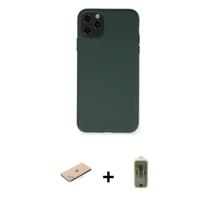 MARSİLYAN™- iPhone 11 Pro Max Kılıf Ahenk Serisi - Siyah Joko Magic 5D Hayalet Cam + Renkli Kamera Lens Koruma Cam - MI