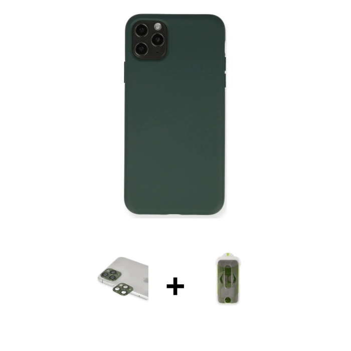 MARSİLYAN™- iPhone 11 Pro Max Kılıf Ahenk Serisi - Siyah Joko Magic 5D Hayalet Cam + Pers Alüminyum Kamera Lens - YL