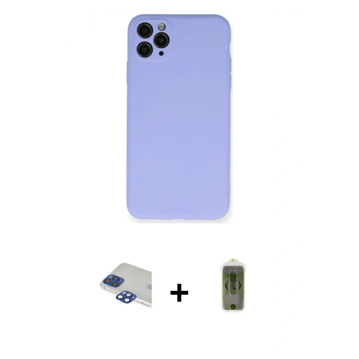 MARSİLYAN™- iPhone 11 Pro Max Kılıf Ahenk Serisi - Siyah Joko Magic 5D Hayalet Cam + Pers Alüminyum Kamera Lens - LT