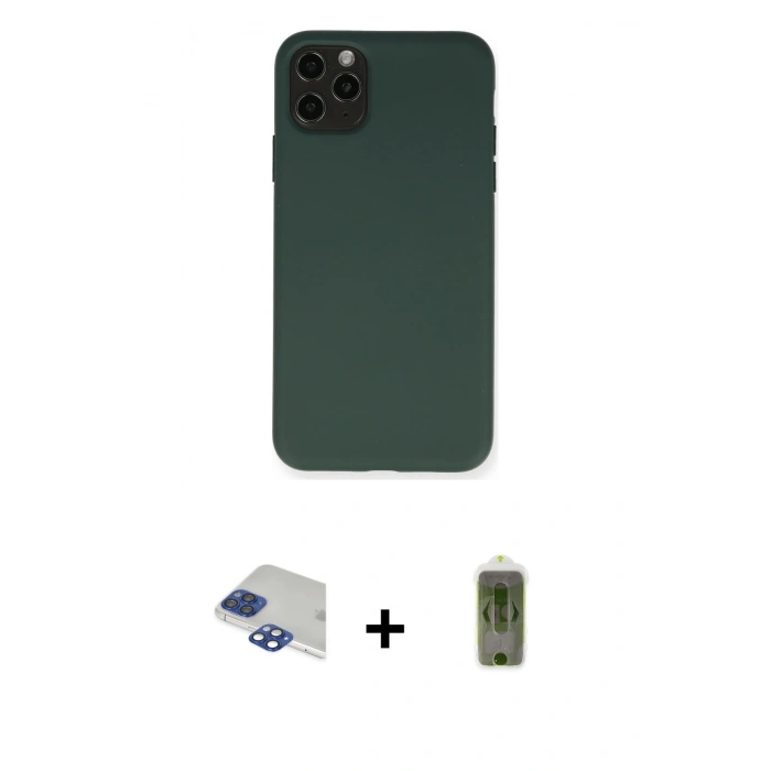 MARSİLYAN™- iPhone 11 Pro Max Kılıf Ahenk Serisi - Siyah Joko Magic 5D Hayalet Cam + Pers Alüminyum Kamera Lens - LT