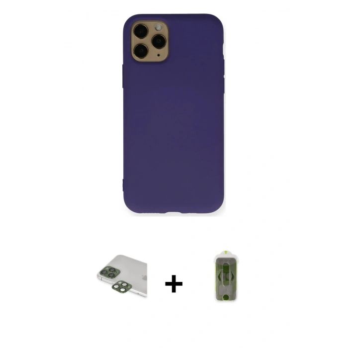 MARSİLYAN™- iPhone 11 Pro Max Kılıf Ahenk Serisi - Siyah Joko Magic 5D Hayalet Cam + Pers Alüminyum Kamera Lens - YL