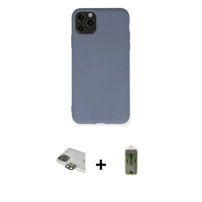 MARSİLYAN™- iPhone 11 Pro Max Kılıf Ahenk Serisi - Siyah Joko Magic 5D Hayalet Cam + Pers Alüminyum Kamera Lens - YL