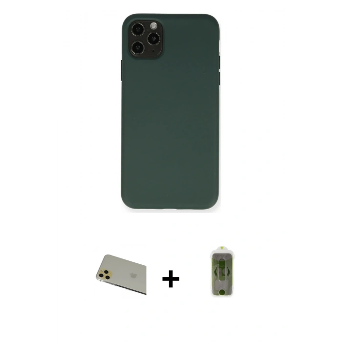 MARSİLYAN™- iPhone 11 Pro Max Kılıf Ahenk Serisi - Siyah Joko Magic 5D Hayalet Cam + Rainbow Kamera Lens Koruma Cam - GD