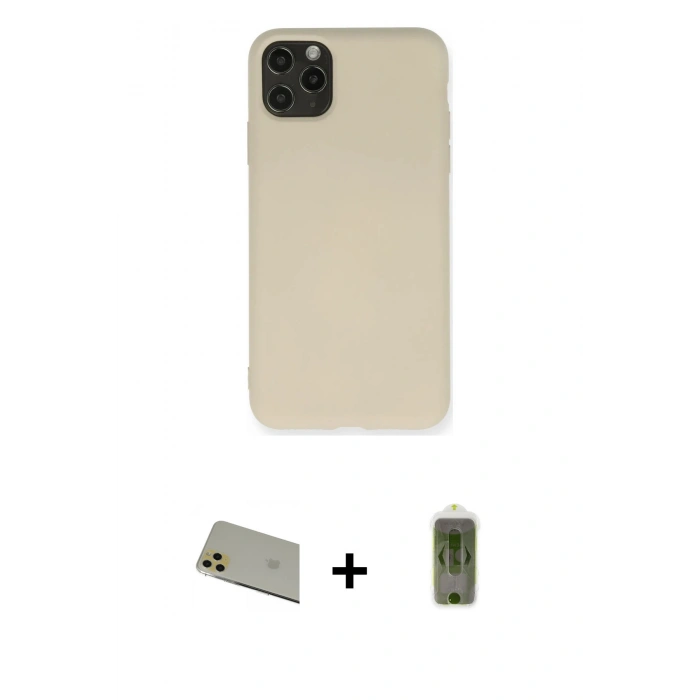 MARSİLYAN™- iPhone 11 Pro Max Kılıf Ahenk Serisi - Siyah Joko Magic 5D Hayalet Cam + Rainbow Kamera Lens Koruma Cam - GD