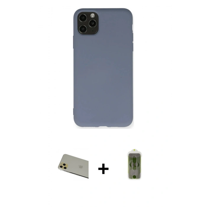MARSİLYAN™- iPhone 11 Pro Max Kılıf Ahenk Serisi - Siyah Joko Magic 5D Hayalet Cam + Rainbow Kamera Lens Koruma Cam - GD