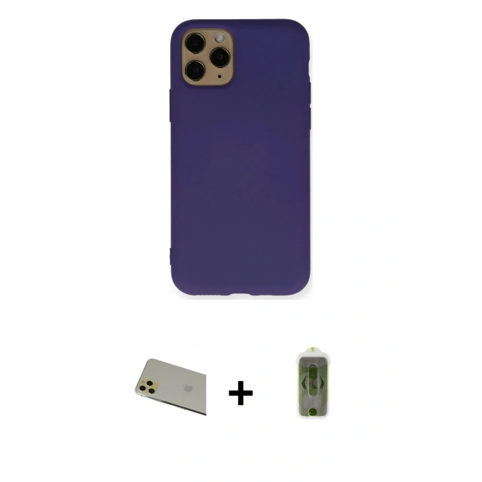 MARSİLYAN™- iPhone 11 Pro Max Kılıf Ahenk Serisi - Siyah Joko Magic 5D Hayalet Cam + Rainbow Kamera Lens Koruma Cam - GD