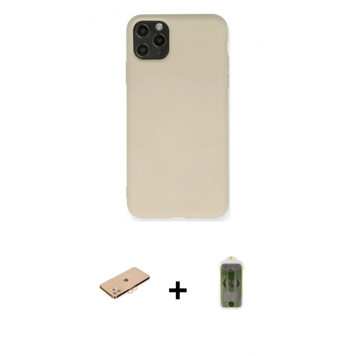 MARSİLYAN™- iPhone 11 Pro Max Kılıf Ahenk Serisi - Siyah Joko Magic 5D Hayalet Cam + Renkli Kamera Lens Koruma Cam - TU