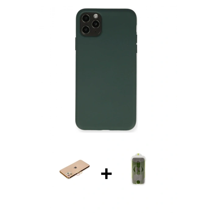MARSİLYAN™- iPhone 11 Pro Max Kılıf Ahenk Serisi - Siyah Joko Magic 5D Hayalet Cam + Renkli Kamera Lens Koruma Cam - TU