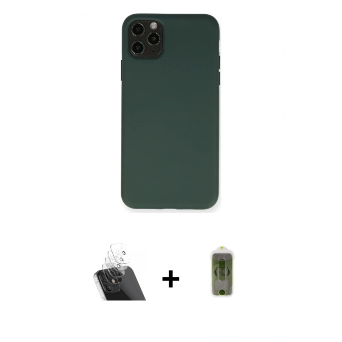 MARSİLYAN™- iPhone 11 Pro Max Kılıf Ahenk Serisi - Siyah Joko Magic 5D Hayalet Cam + Kamera Lens Koruma Cam - SF