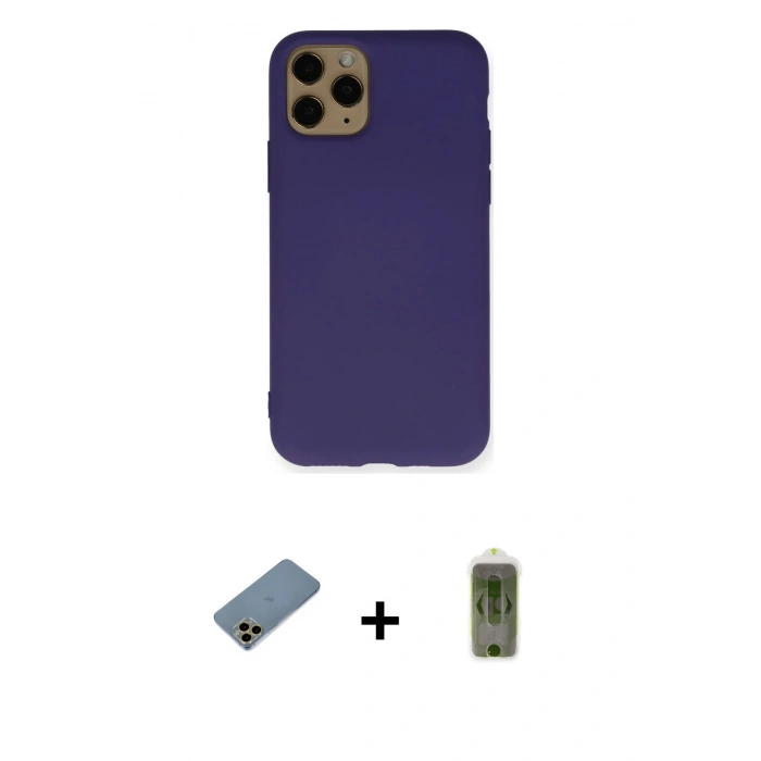 MARSİLYAN™- iPhone 11 Pro Max Kılıf Ahenk Serisi - Siyah Joko Magic 5D Hayalet Cam + Shine Kamera Lens Koruma Cam - GD