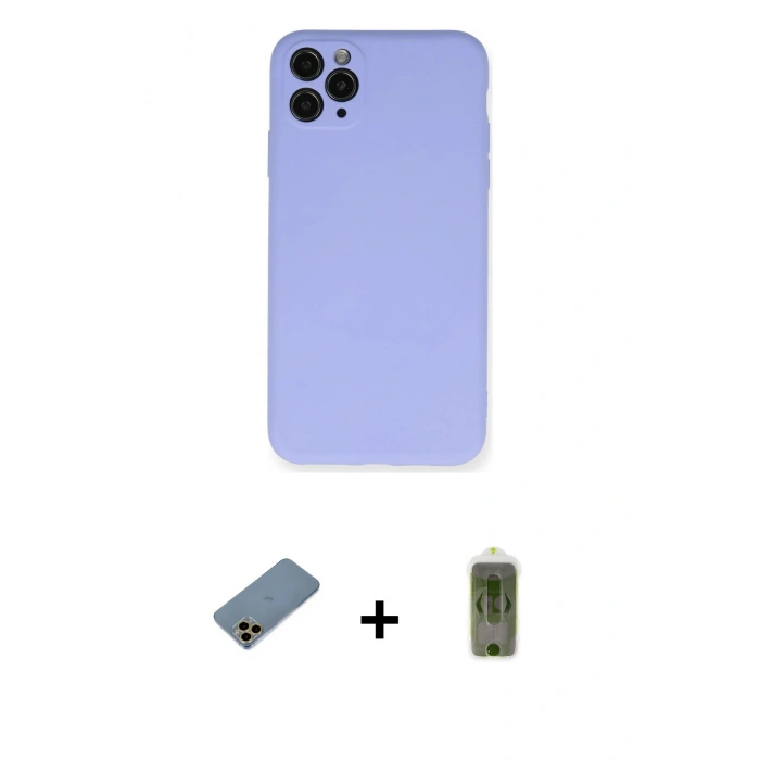 MARSİLYAN™- iPhone 11 Pro Max Kılıf Ahenk Serisi - Siyah Joko Magic 5D Hayalet Cam + Shine Kamera Lens Koruma Cam - GD