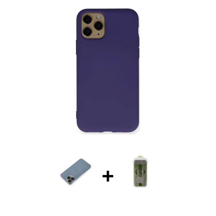 MARSİLYAN™- iPhone 11 Pro Max Kılıf Ahenk Serisi - Siyah Joko Magic 5D Hayalet Cam + Metal Kamera Lens Koruma Cam - SH