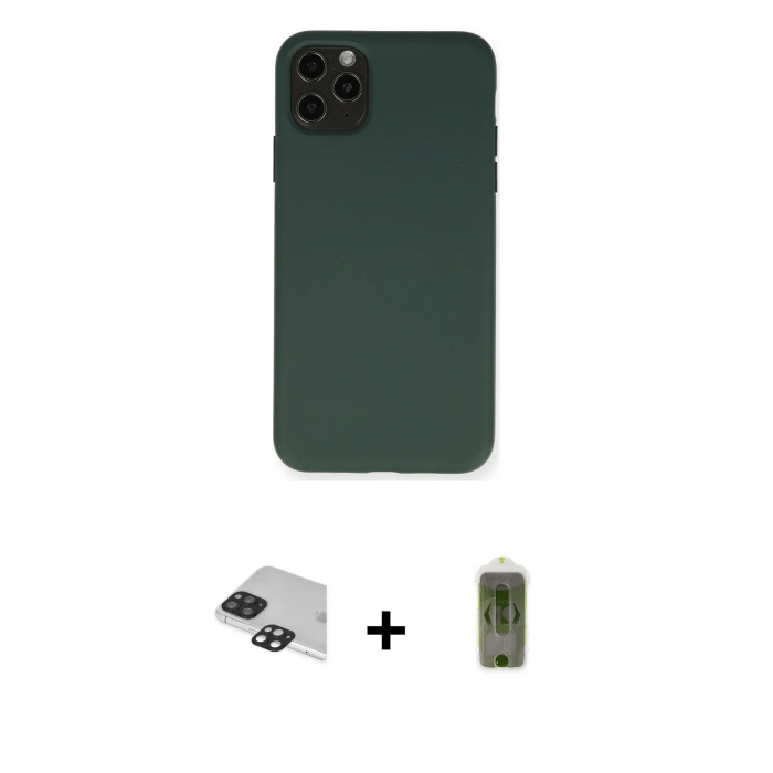 MARSİLYAN™- iPhone 11 Pro Max Kılıf Ahenk Serisi - Siyah Joko Magic 5D Hayalet Cam + Pers Alüminyum Kamera Lens - SH