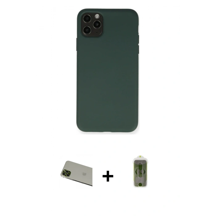 MARSİLYAN™- iPhone 11 Pro Max Kılıf Ahenk Serisi - Siyah Joko Magic 5D Hayalet Cam + Rainbow Kamera Lens Koruma Cam - YL