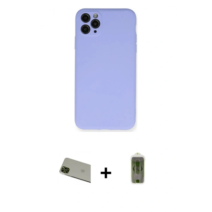 MARSİLYAN™- iPhone 11 Pro Max Kılıf Ahenk Serisi - Siyah Joko Magic 5D Hayalet Cam + Rainbow Kamera Lens Koruma Cam - YL