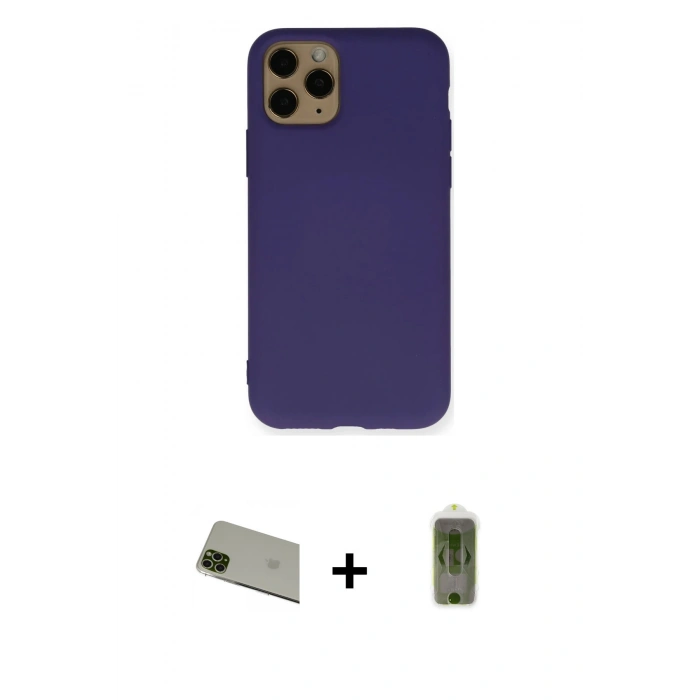 MARSİLYAN™- iPhone 11 Pro Max Kılıf Ahenk Serisi - Siyah Joko Magic 5D Hayalet Cam + Rainbow Kamera Lens Koruma Cam - YL