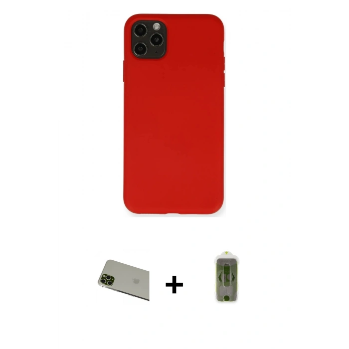 MARSİLYAN™- iPhone 11 Pro Max Kılıf Ahenk Serisi - Siyah Joko Magic 5D Hayalet Cam + Rainbow Kamera Lens Koruma Cam - YL