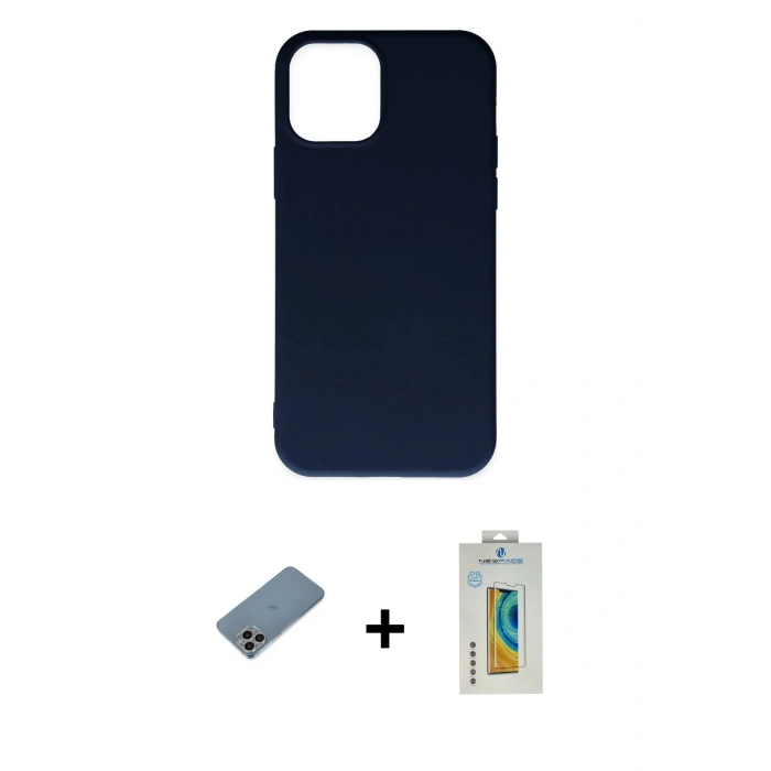 MARSİLYAN™- iPhone 11 Pro Max Kılıf Ahenk Serisi - Siyah Polymer Nano Ekran Koruyucu + Shine Kamera Lens Koruma Cam - GI