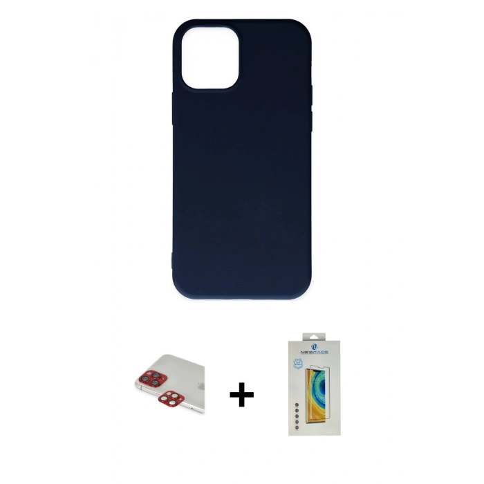 MARSİLYAN™- iPhone 11 Pro Max Kılıf Ahenk Serisi - Siyah Polymer Nano Ekran Koruyucu + Pers Alüminyum Kamera Lens - KI