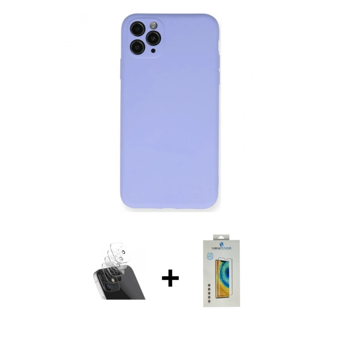 MARSİLYAN™- iPhone 11 Pro Max Kılıf Ahenk Serisi - Siyah Polymer Nano Ekran Koruyucu + Kamera Lens Koruma Cam - SF