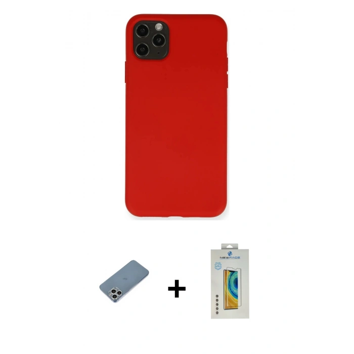 MARSİLYAN™- iPhone 11 Pro Max Kılıf Ahenk Serisi - Siyah Polymer Nano Ekran Koruyucu + Shine Kamera Lens Koruma Cam - GS
