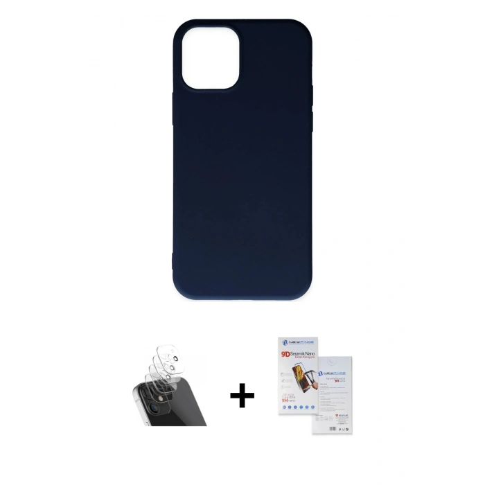 MARSİLYAN™- iPhone 11 Pro Max Kılıf Ahenk Serisi - Siyah Seramik Nano Ekran Koruyucu + Kamera Lens Koruma Cam - SF