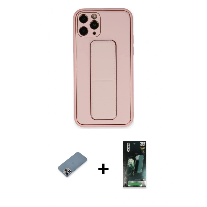 MARSİLYAN™- iPhone 11 Pro Max Kılıf Akış Doku - Şeffaf 360 Full Body Arka Koruyucu + Metal Kamera Lens Koruma Cam - MR