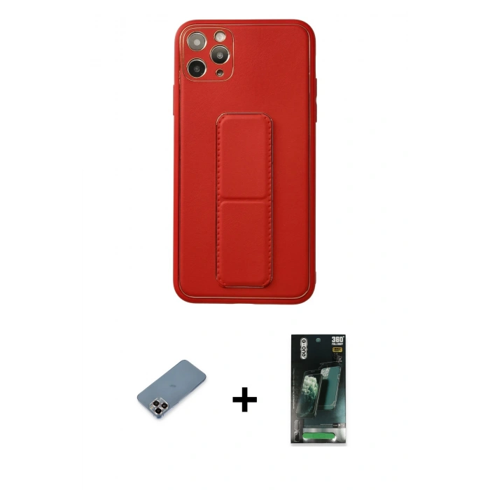 MARSİLYAN™- iPhone 11 Pro Max Kılıf Akış Doku - Şeffaf 360 Full Body Arka Koruyucu + Metal Kamera Lens Koruma Cam - MR