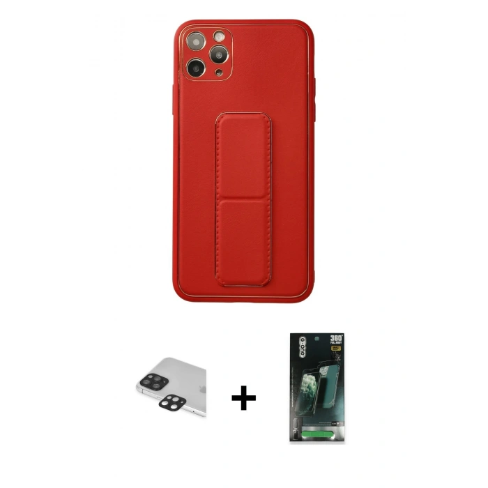 MARSİLYAN™- iPhone 11 Pro Max Kılıf Akış Doku - Şeffaf 360 Full Body Arka Koruyucu + Pers Alüminyum Kamera Lens - SH