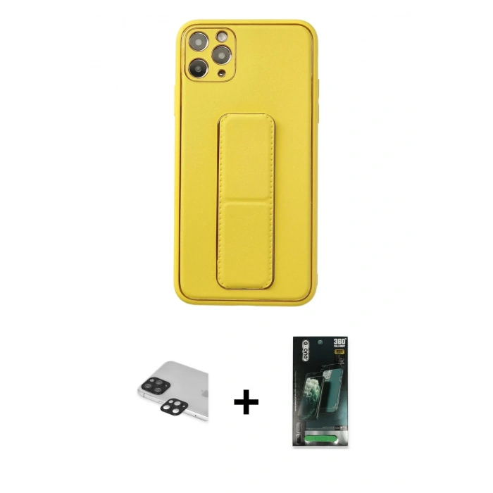 MARSİLYAN™- iPhone 11 Pro Max Kılıf Akış Doku - Şeffaf 360 Full Body Arka Koruyucu + Pers Alüminyum Kamera Lens - SH
