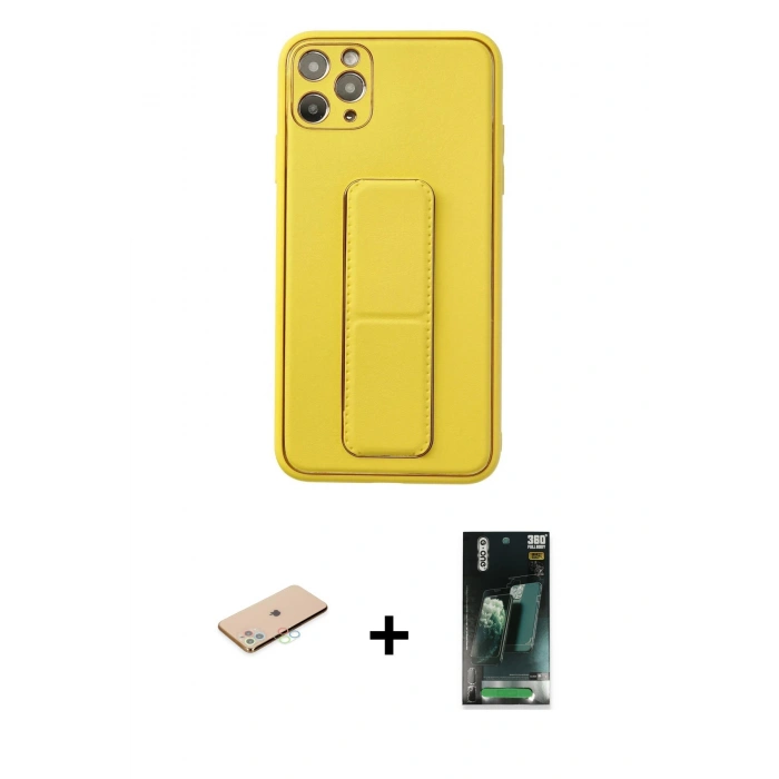 MARSİLYAN™- iPhone 11 Pro Max Kılıf Akış Doku - Şeffaf 360 Full Body Arka Koruyucu + Renkli Kamera Lens Koruma Cam - MI