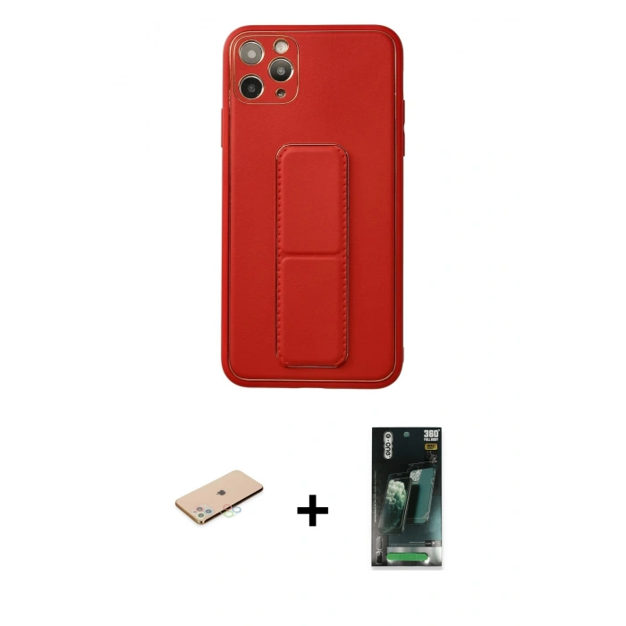 MARSİLYAN™- iPhone 11 Pro Max Kılıf Akış Doku - Şeffaf 360 Full Body Arka Koruyucu + Renkli Kamera Lens Koruma Cam - MI