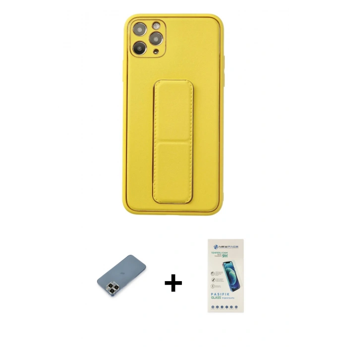 MARSİLYAN™- iPhone 11 Pro Max Kılıf Akış Doku - Şeffaf Pasifik Cam Ekran Koruyucu + Metal Kamera Lens Koruma Cam - GD