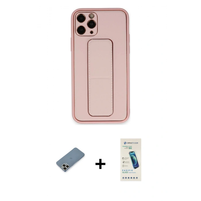 MARSİLYAN™- iPhone 11 Pro Max Kılıf Akış Doku - Şeffaf Pasifik Cam Ekran Koruyucu + Metal Kamera Lens Koruma Cam - GD