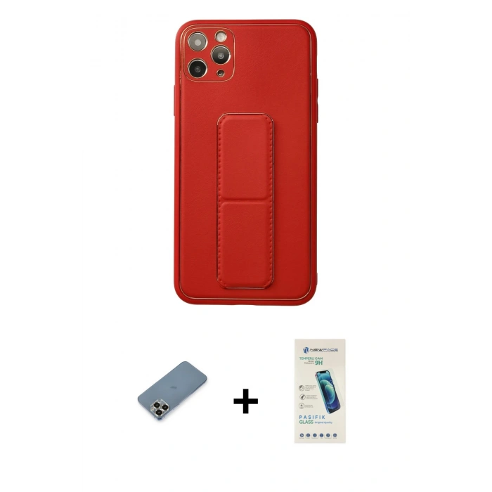 MARSİLYAN™- iPhone 11 Pro Max Kılıf Akış Doku - Şeffaf Pasifik Cam Ekran Koruyucu + Metal Kamera Lens Koruma Cam - GD