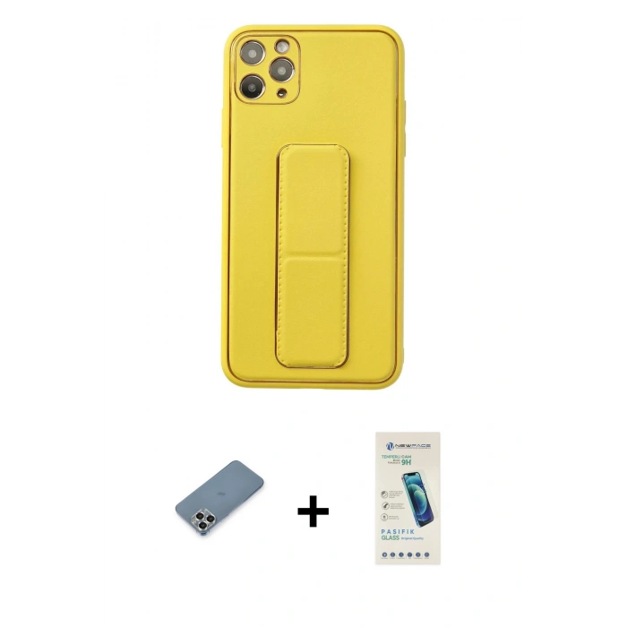 MARSİLYAN™- iPhone 11 Pro Max Kılıf Akış Doku - Şeffaf Pasifik Cam Ekran Koruyucu + Metal Kamera Lens Koruma Cam - GS