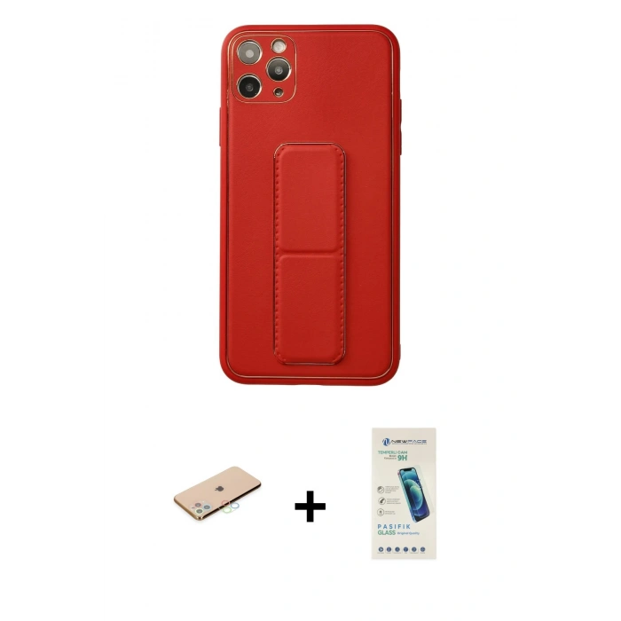 MARSİLYAN™- iPhone 11 Pro Max Kılıf Akış Doku - Şeffaf Pasifik Cam Ekran Koruyucu + Renkli Kamera Lens Koruma Cam - MI