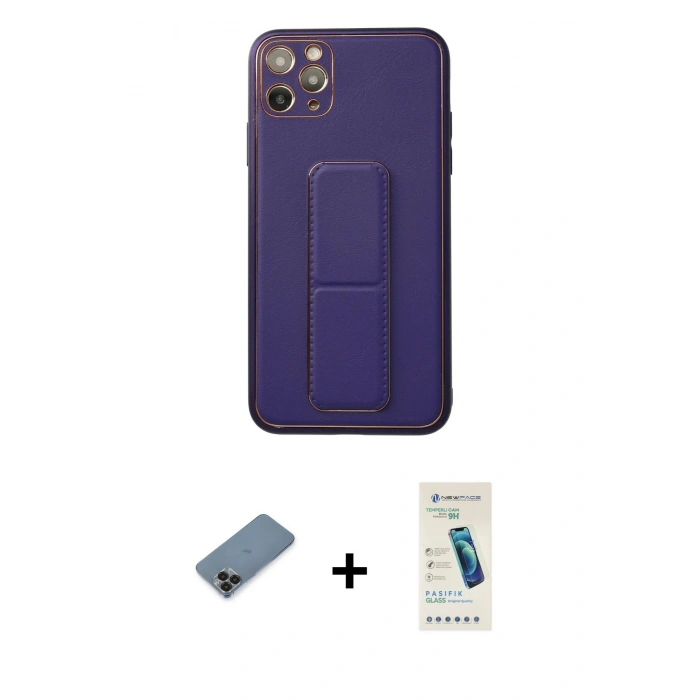 MARSİLYAN™- iPhone 11 Pro Max Kılıf Akış Doku - Şeffaf Pasifik Cam Ekran Koruyucu + Metal Kamera Lens Koruma Cam - SH