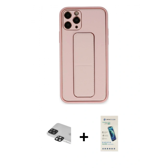 MARSİLYAN™- iPhone 11 Pro Max Kılıf Akış Doku - Şeffaf Pasifik Cam Ekran Koruyucu + Pers Alüminyum Kamera Lens - SH