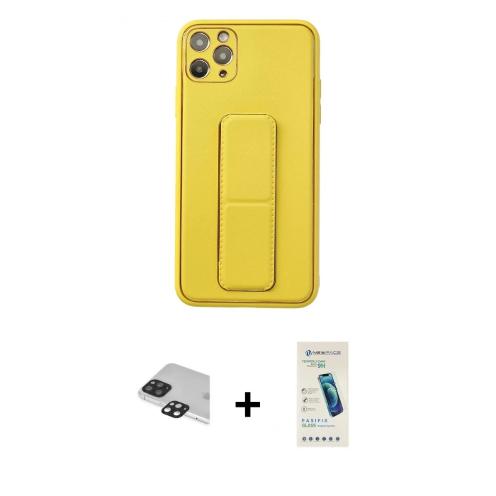 MARSİLYAN™- iPhone 11 Pro Max Kılıf Akış Doku - Şeffaf Pasifik Cam Ekran Koruyucu + Pers Alüminyum Kamera Lens - SH