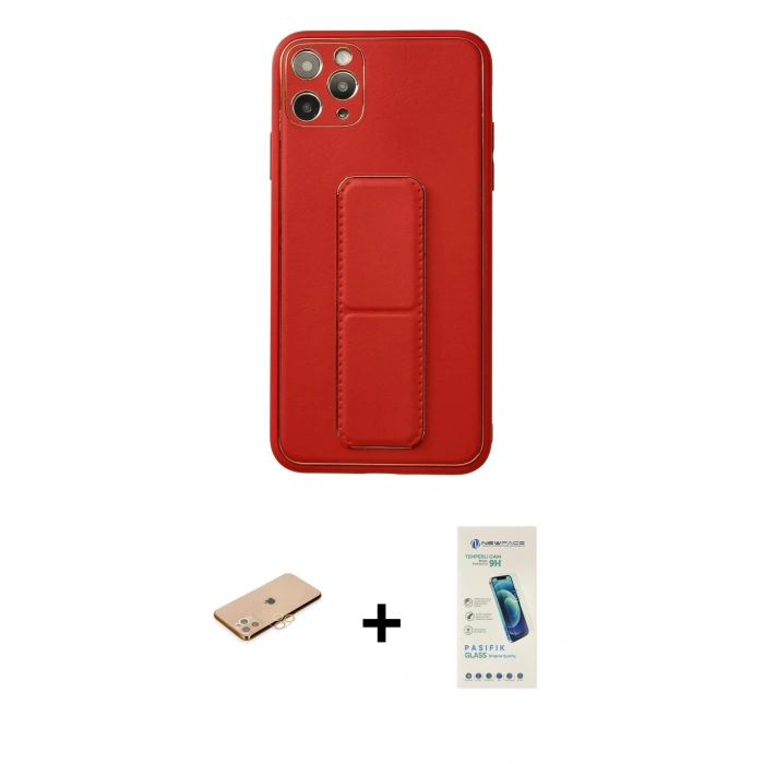 MARSİLYAN™- iPhone 11 Pro Max Kılıf Akış Doku - Şeffaf Pasifik Cam Ekran Koruyucu + Renkli Kamera Lens Koruma Cam - TU
