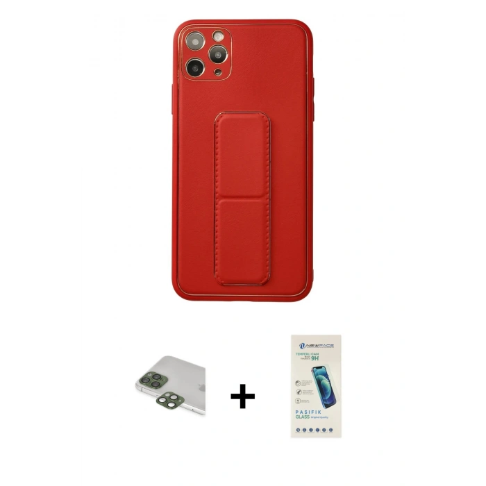 MARSİLYAN™- iPhone 11 Pro Max Kılıf Akış Doku - Şeffaf Pasifik Cam Ekran Koruyucu + Yeşil Pers Alüminyum Kamera Lens