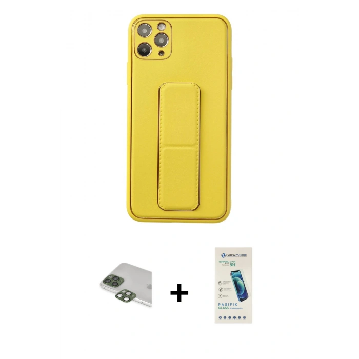 MARSİLYAN™- iPhone 11 Pro Max Kılıf Akış Doku - Şeffaf Pasifik Cam Ekran Koruyucu + Yeşil Pers Alüminyum Kamera Lens