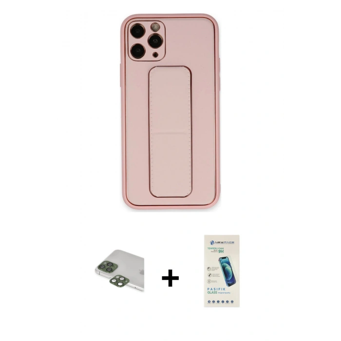 MARSİLYAN™- iPhone 11 Pro Max Kılıf Akış Doku - Şeffaf Pasifik Cam Ekran Koruyucu + Yeşil Pers Alüminyum Kamera Lens