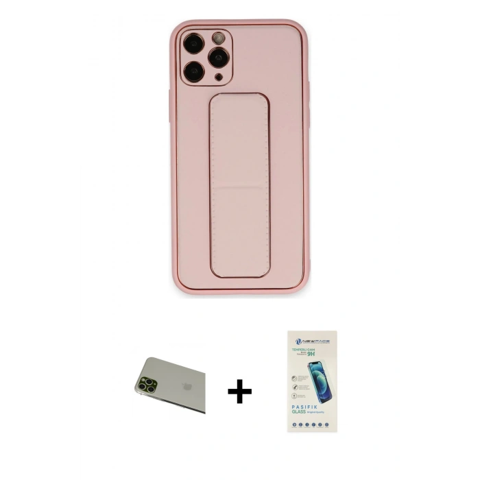 MARSİLYAN™- iPhone 11 Pro Max Kılıf Akış Doku - Şeffaf Pasifik Cam Ekran Koruyucu + Rainbow Kamera Lens Koruma Cam - YL