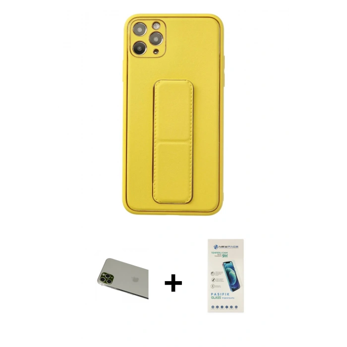 MARSİLYAN™- iPhone 11 Pro Max Kılıf Akış Doku - Şeffaf Pasifik Cam Ekran Koruyucu + Rainbow Kamera Lens Koruma Cam - YL