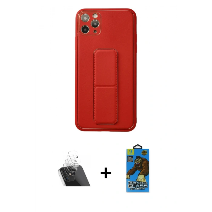 MARSİLYAN™- iPhone 11 Pro Max Kılıf Akış Doku - Siyah 18D Cam Ekran Koruyucu + Kamera Lens Koruma Cam - SF