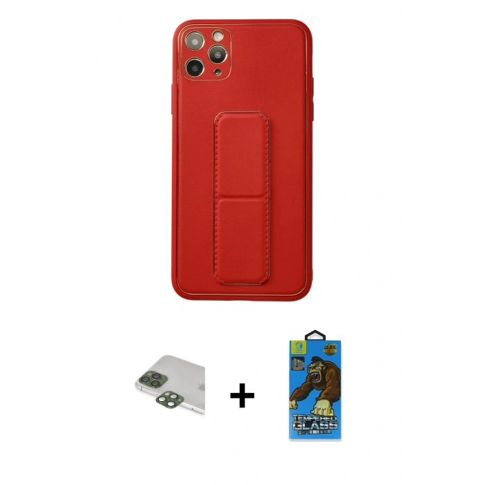 MARSİLYAN™- iPhone 11 Pro Max Kılıf Akış Doku - Siyah 18D Cam Ekran Koruyucu + Yeşil Pers Alüminyum Kamera Lens